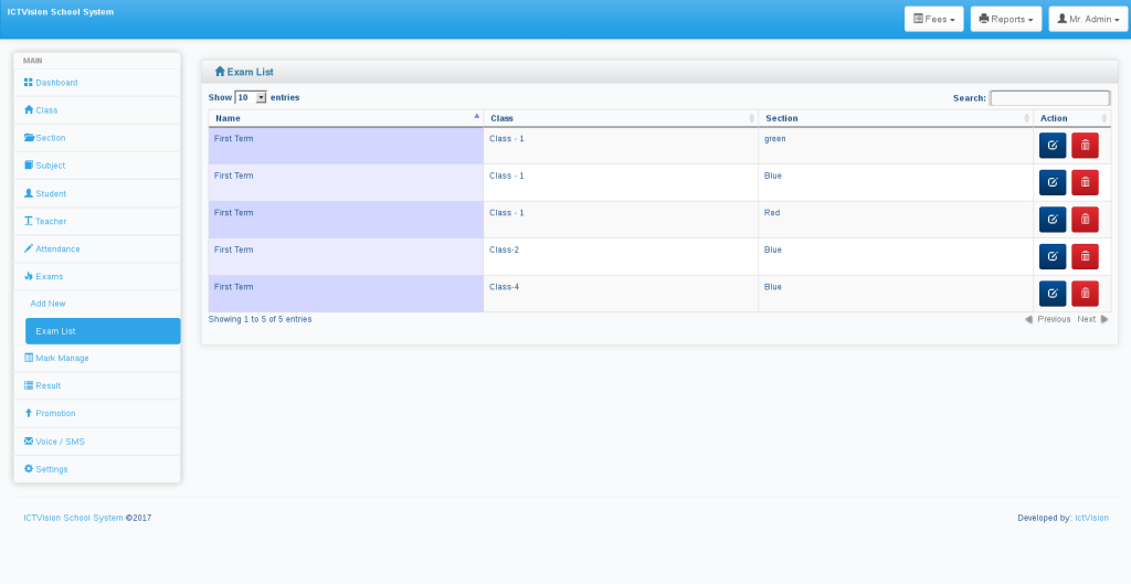 exam list ictschool